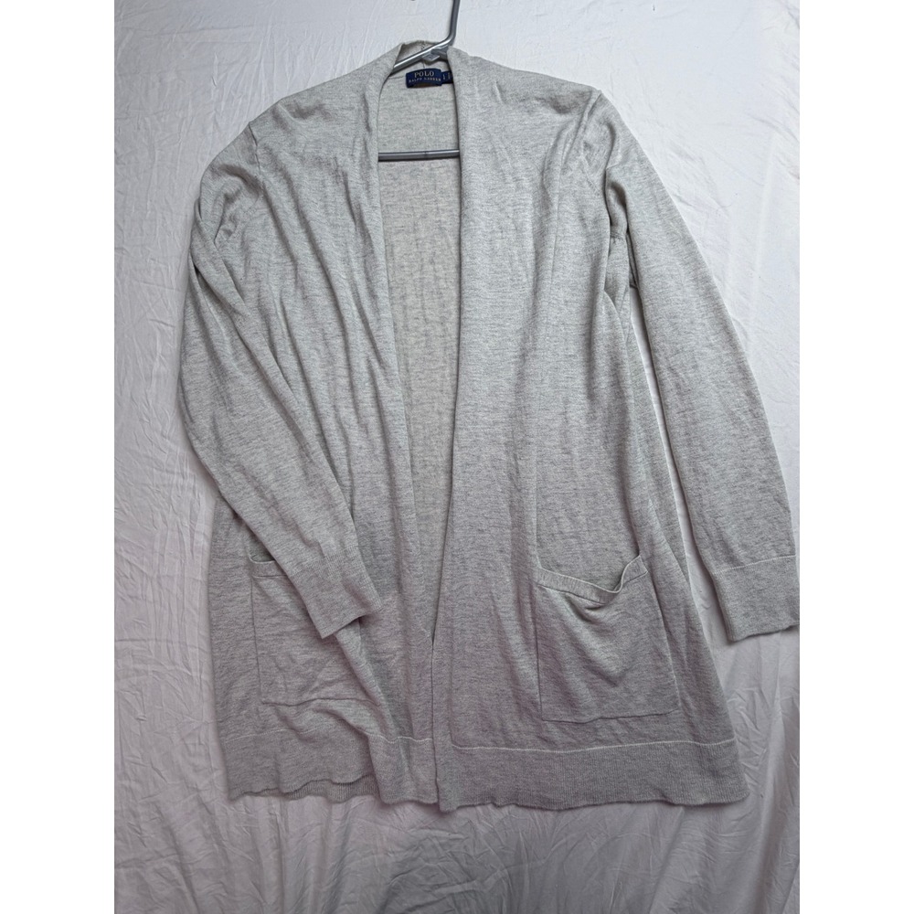 Polo Ralph Lauren Gray Open Front Longline Cardigan Sweater Womens Large
